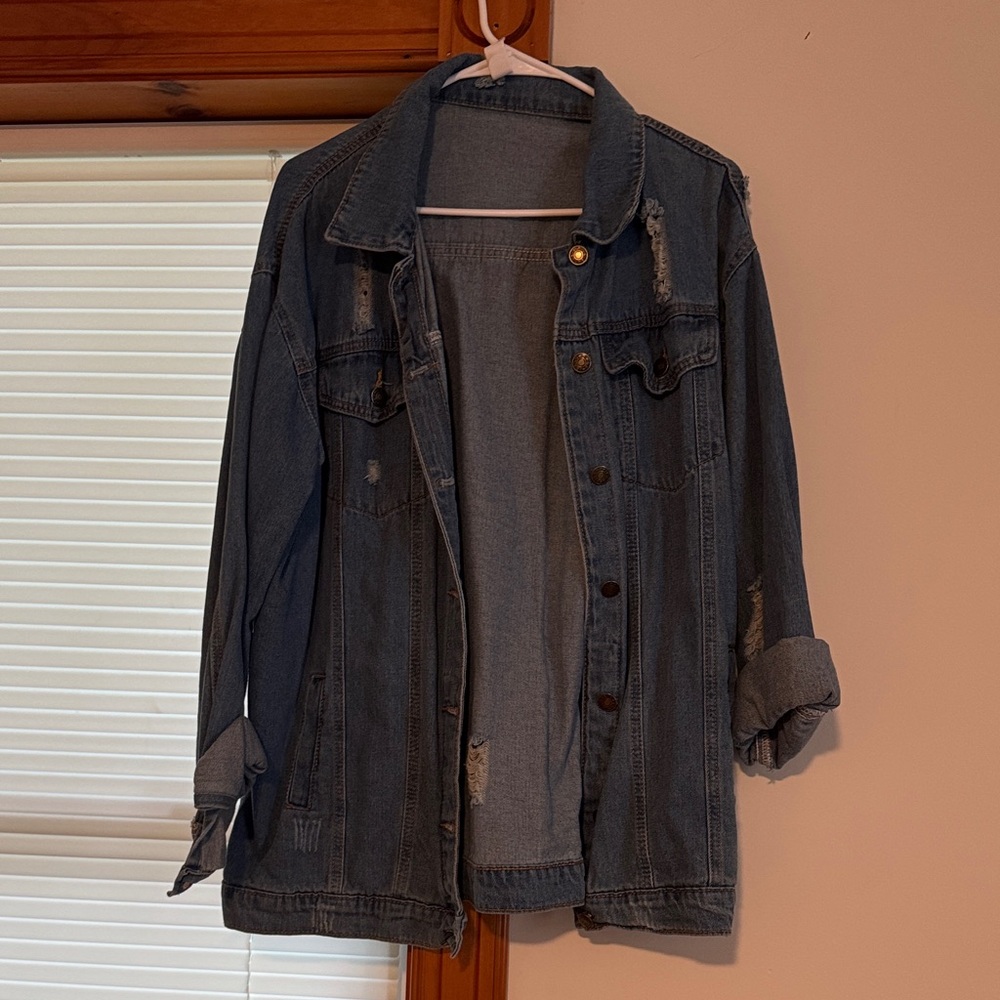 SHEIN Blue Distressed Jean Jacket